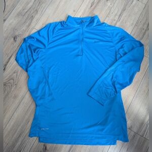 Nike Dri Fit Quarter Zip Blue Long Sleeve Athletic Top Sz Large